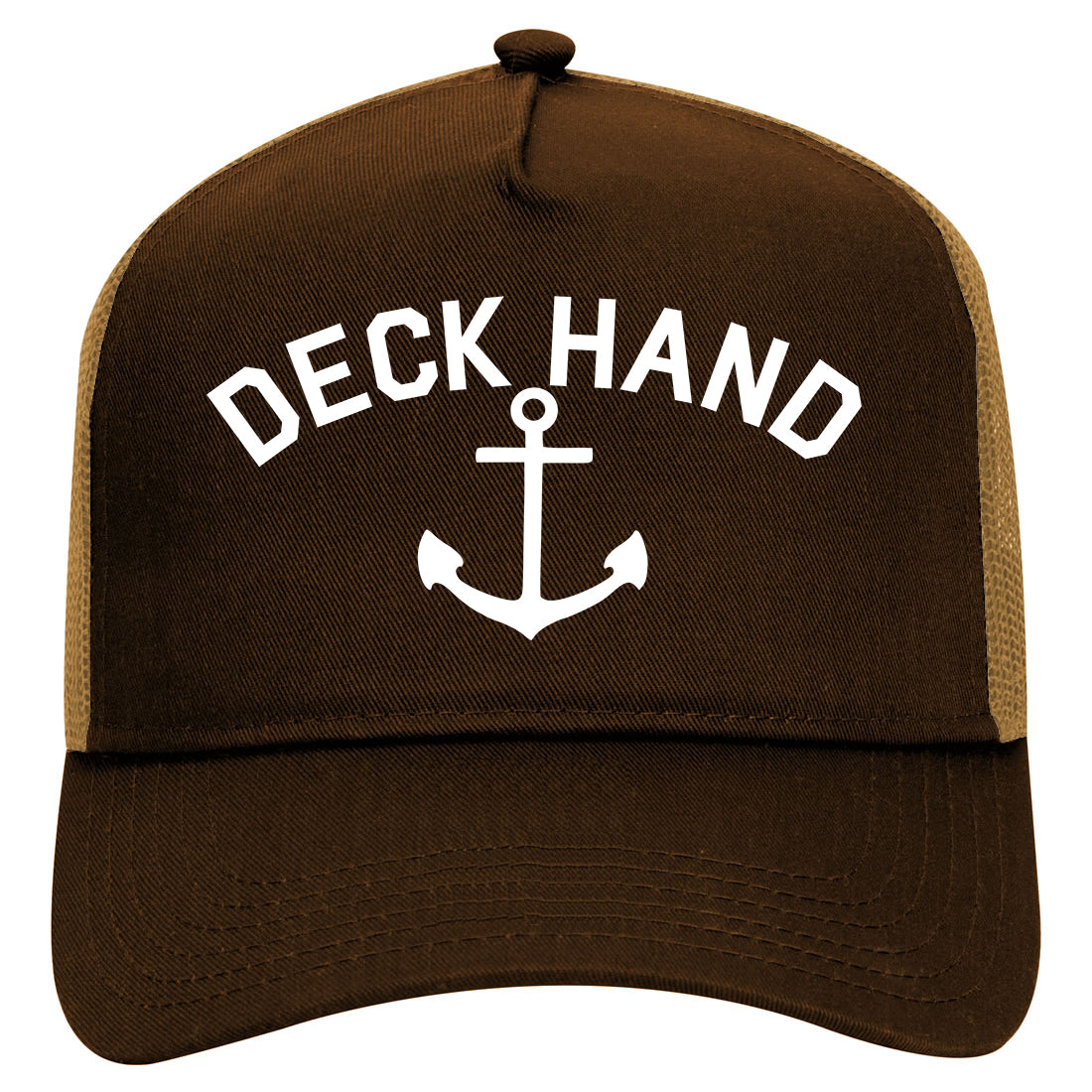 Sailing Deckhand Anchor Mens Mesh Trucker Hat Brown