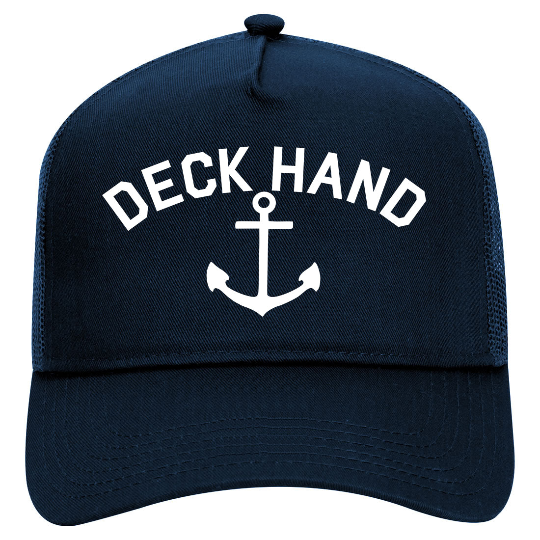 Sailing Deckhand Anchor Mens Mesh Trucker Hat Navy Blue