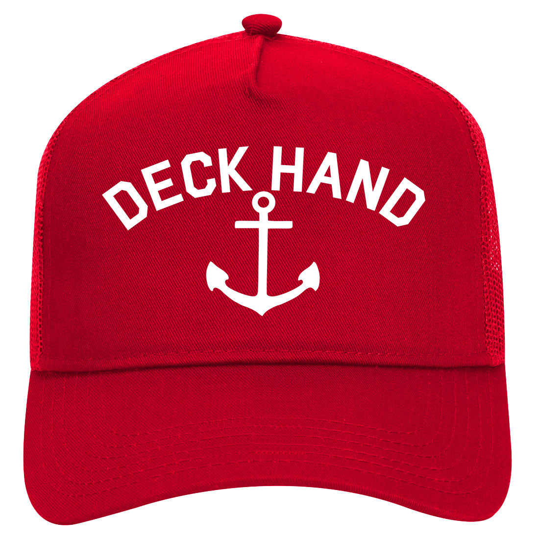 Sailing Deckhand Anchor Mens Mesh Trucker Hat Red