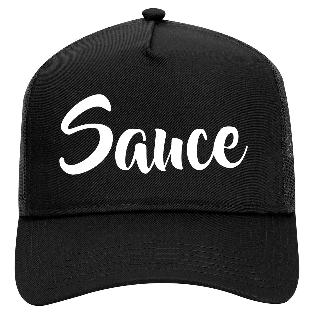 Sauce Script Mens Mesh Trucker Hat Black