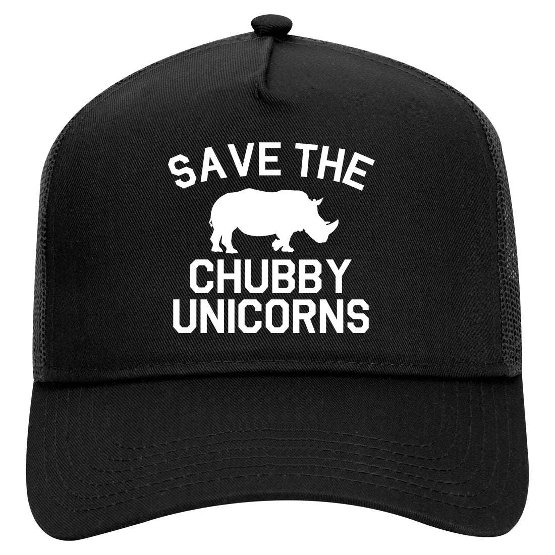 Save The Chubby Unicorns Funny Mens Mesh Trucker Hat Black