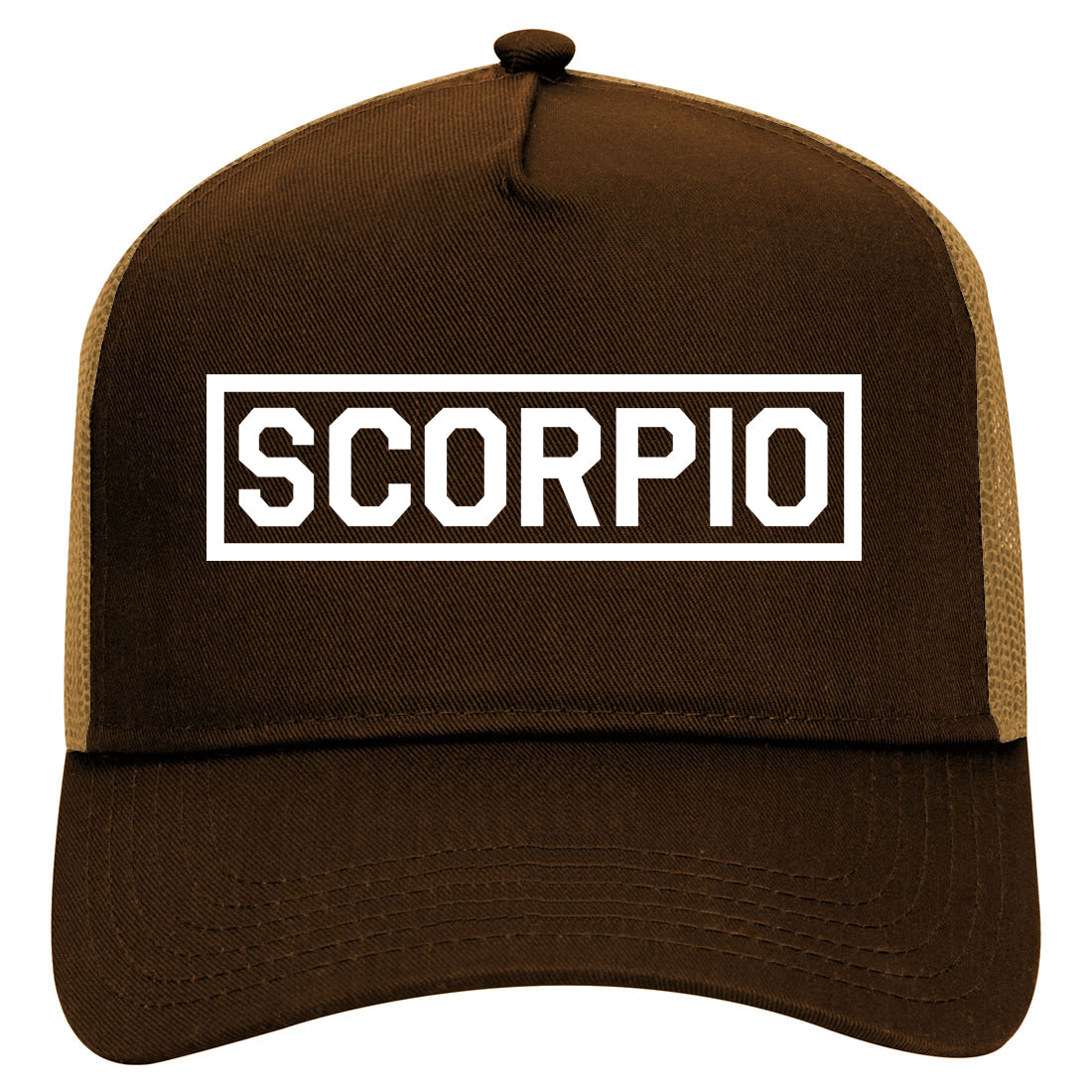 Scorpio Horoscope Sign Mens Mesh Trucker Hat Brown