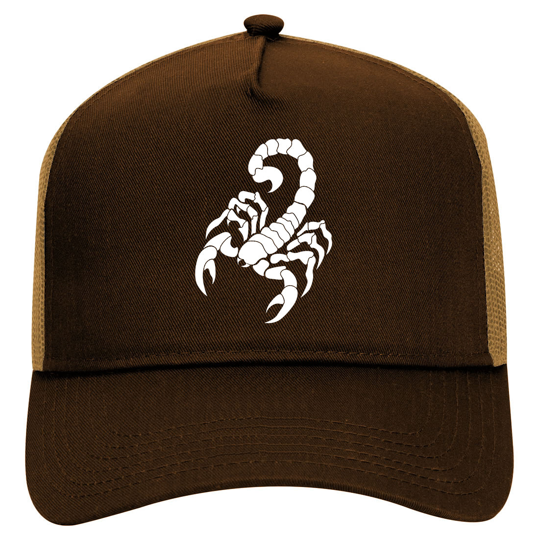 Scorpion Insect Scorpio Astrology Symbol Mens Mesh Trucker Hat Brown