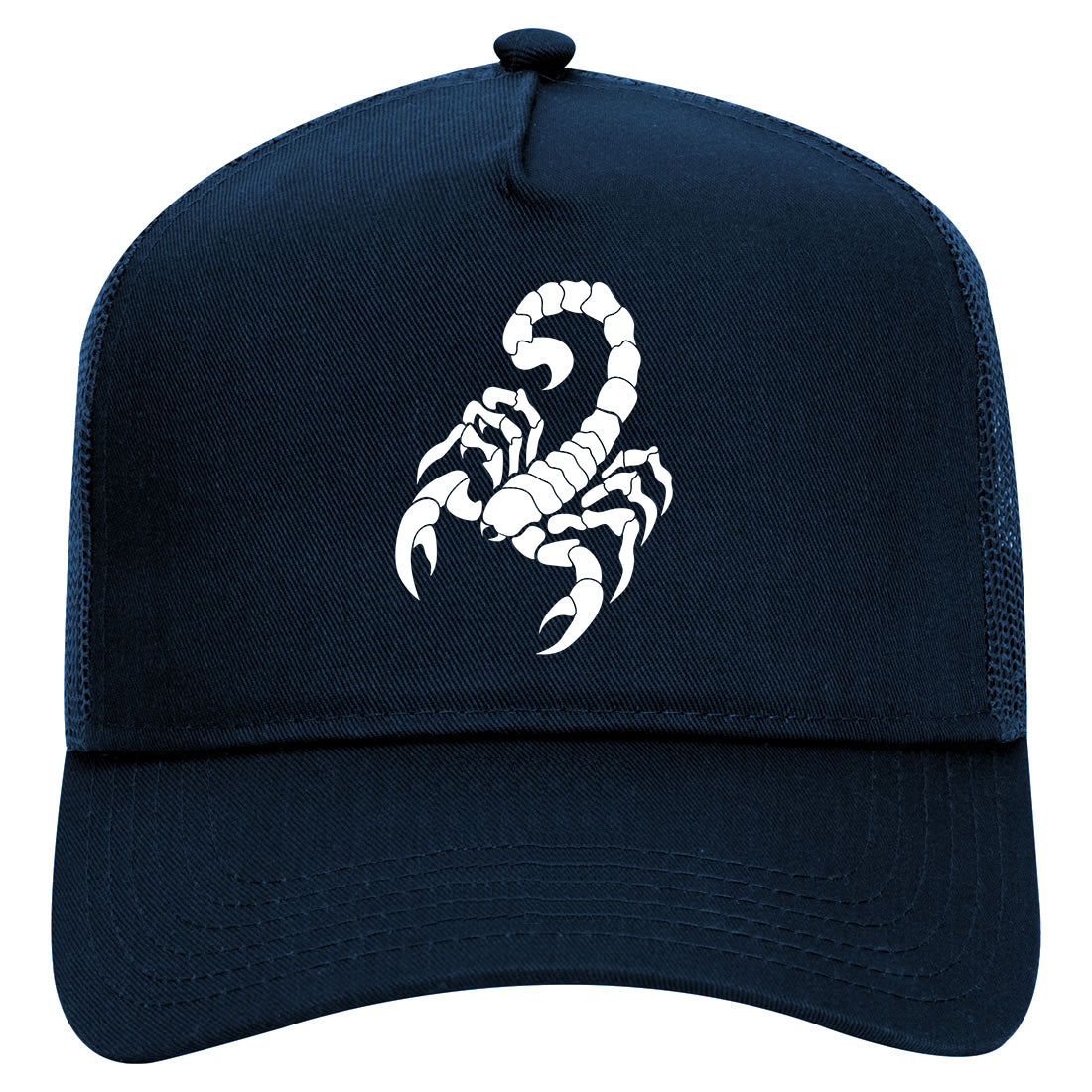 Scorpion Insect Scorpio Astrology Symbol Mens Mesh Trucker Hat Navy Blue