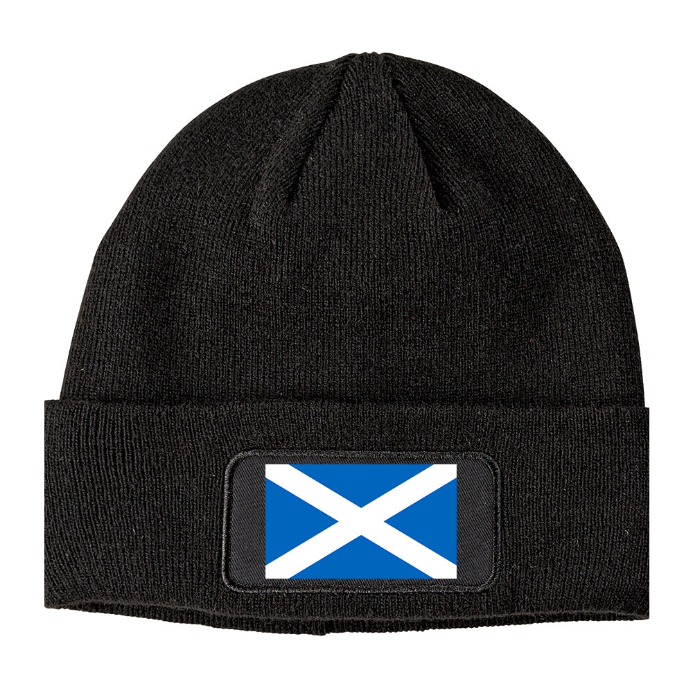 Scotland Flag Country Winter Knit Adult Beanie Hat Black