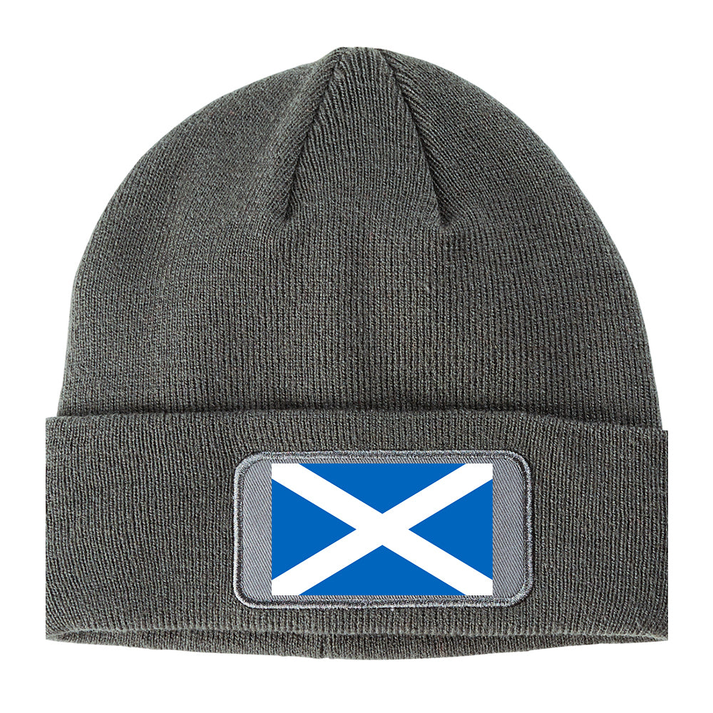 Scotland Flag Country Winter Knit Adult Beanie Hat Grey