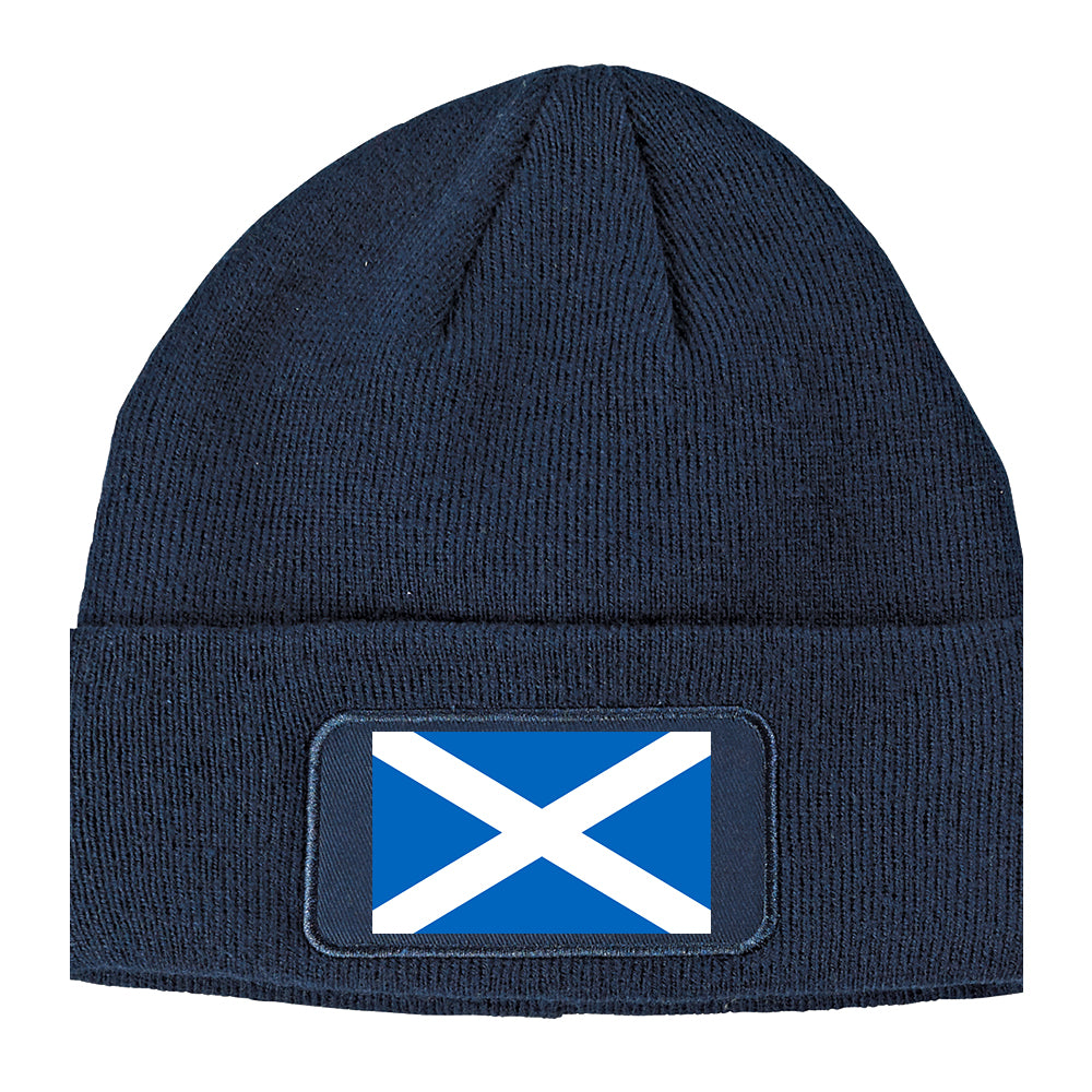 Scotland Flag Country Winter Knit Adult Beanie Hat Navy Blue