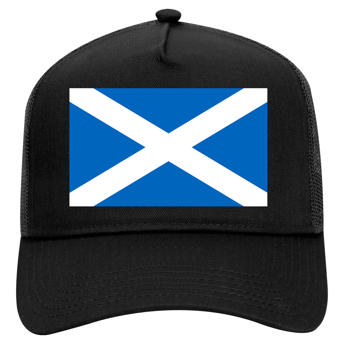 Scotland Flag Country Mens Mesh Trucker Hat Black