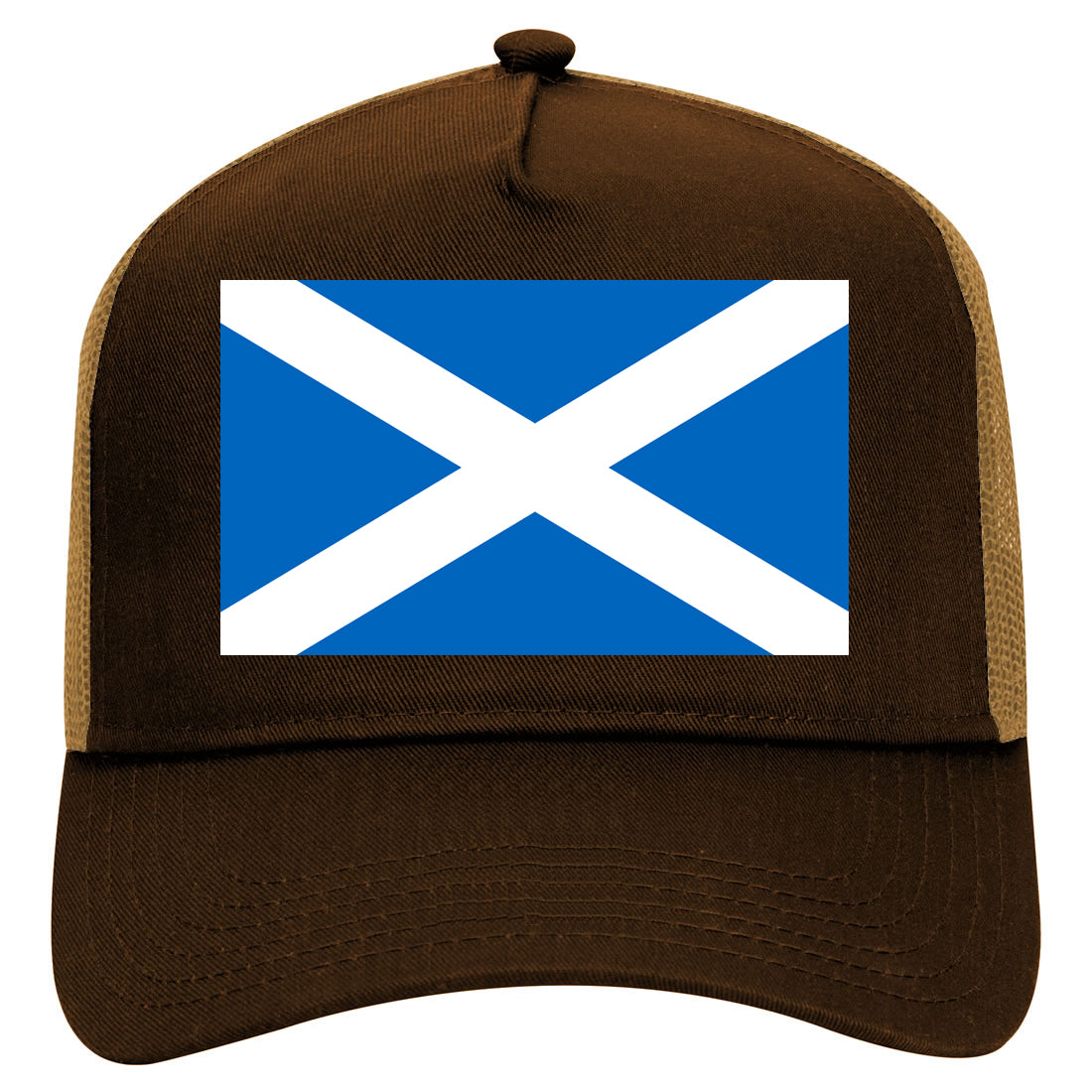 Scotland Flag Country Mens Mesh Trucker Hat Brown