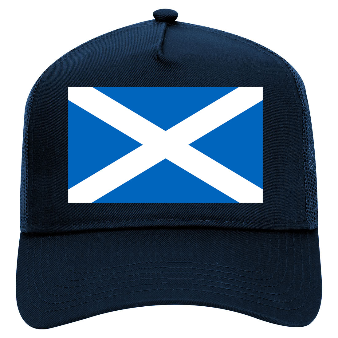 Scotland Flag Country Mens Mesh Trucker Hat Navy Blue