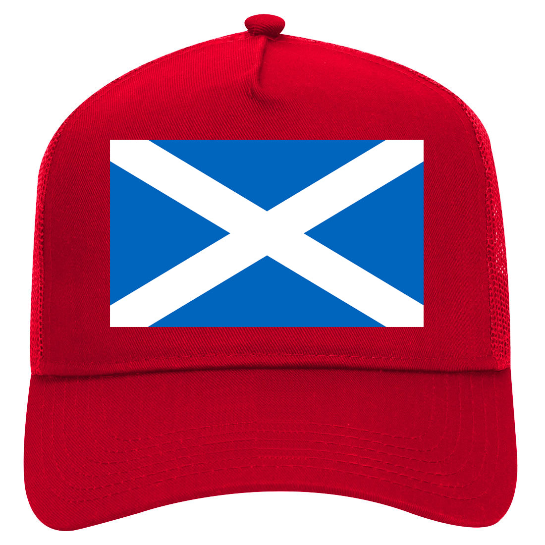 Scotland Flag Country Mens Mesh Trucker Hat Red