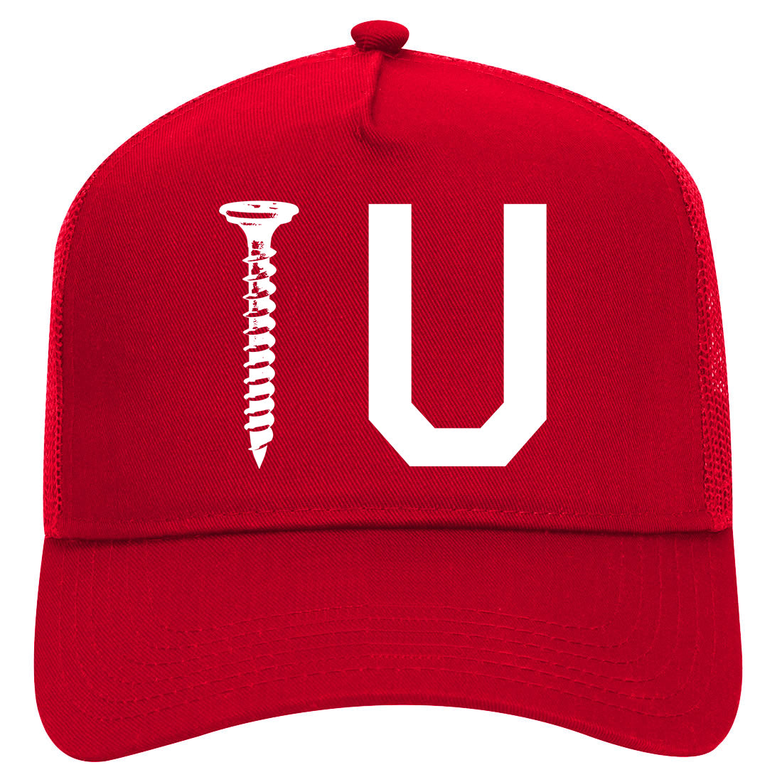 Screw U Funny Mens Mesh Trucker Hat Red
