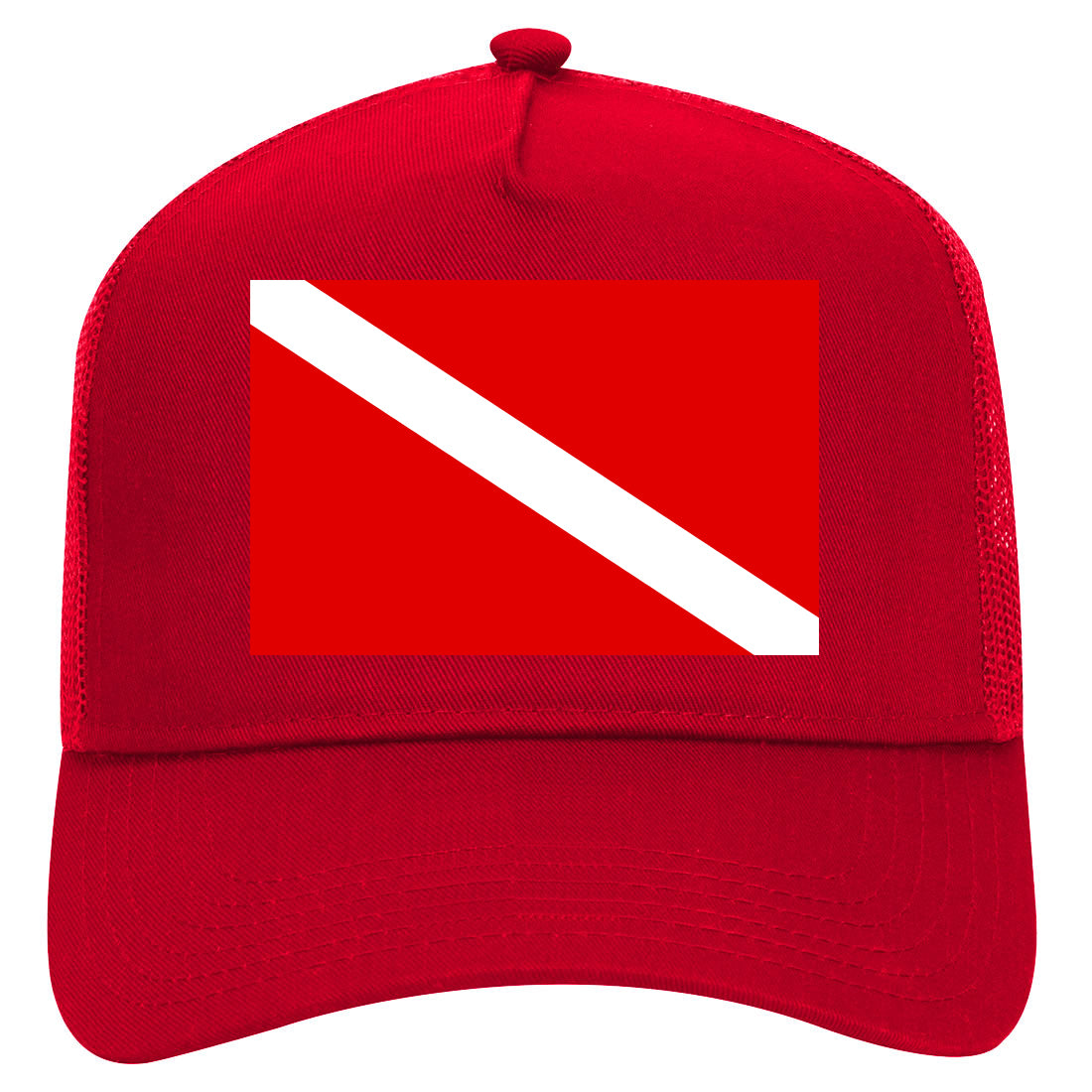Scuba Dive Flag Mens Mesh Trucker Hat Red