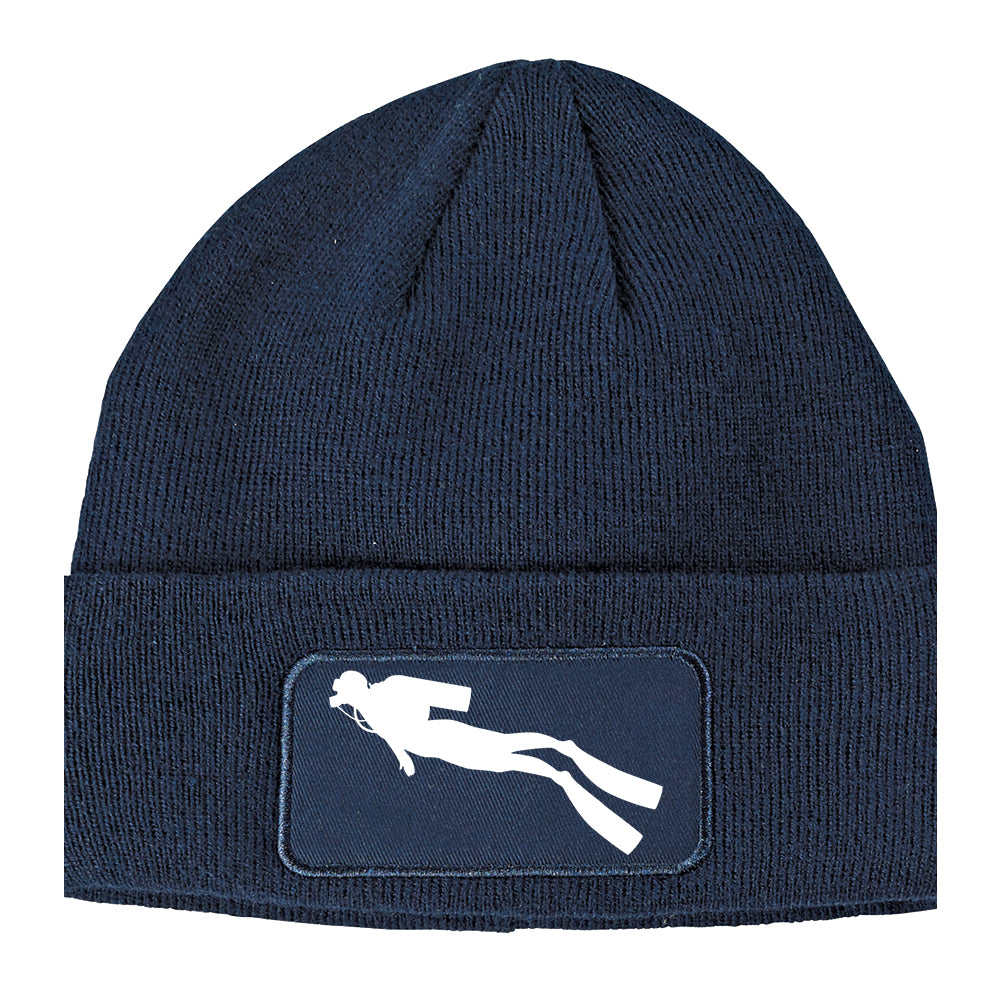 Scuba Diver Winter Knit Adult Beanie Hat Navy Blue
