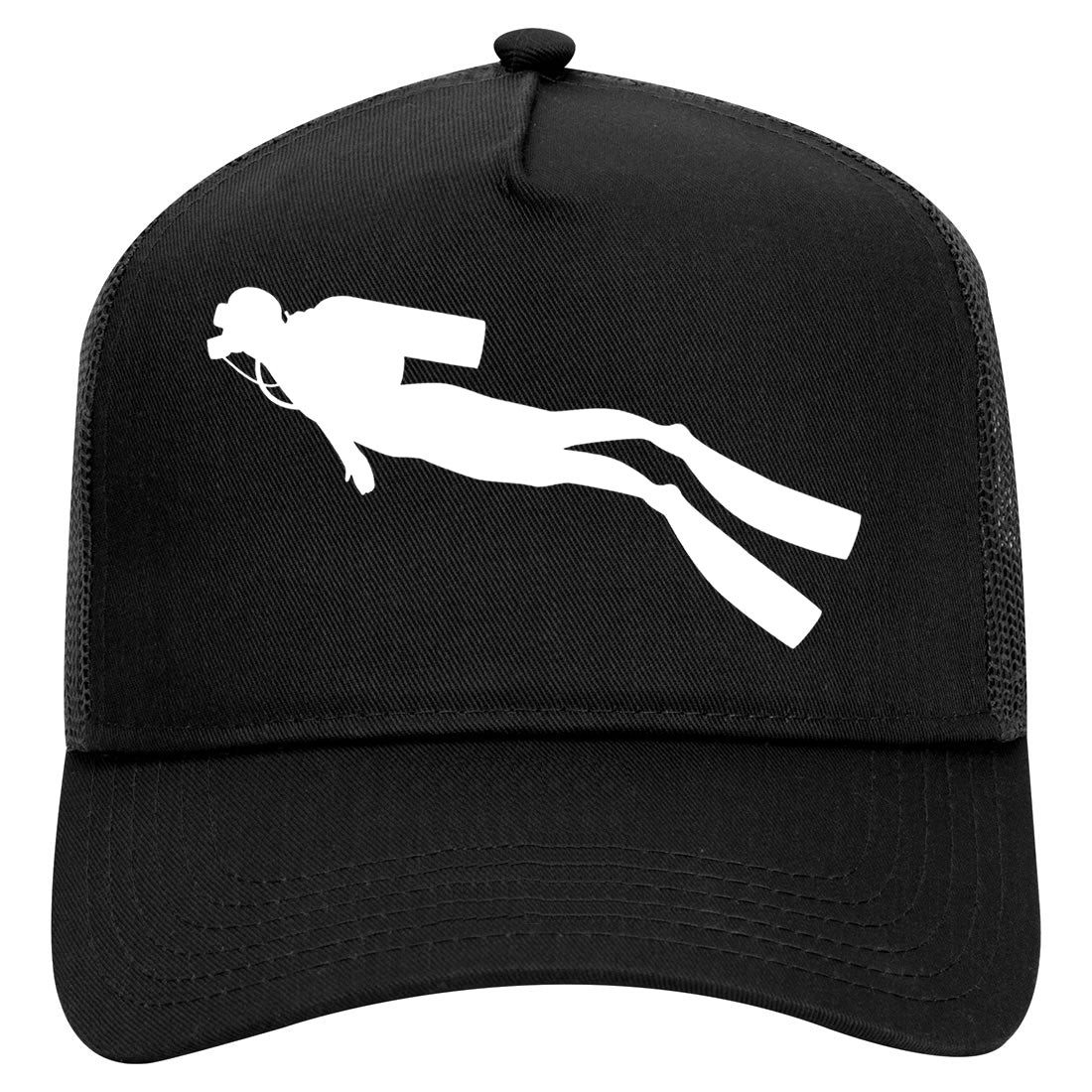 Scuba Diver Mens Mesh Trucker Hat Black