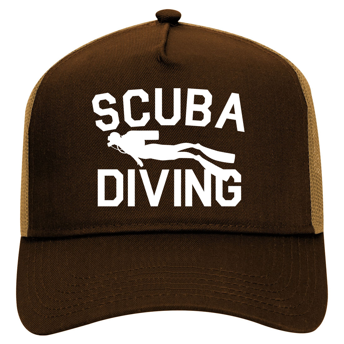 Scuba Diving Mens Mesh Trucker Hat Brown