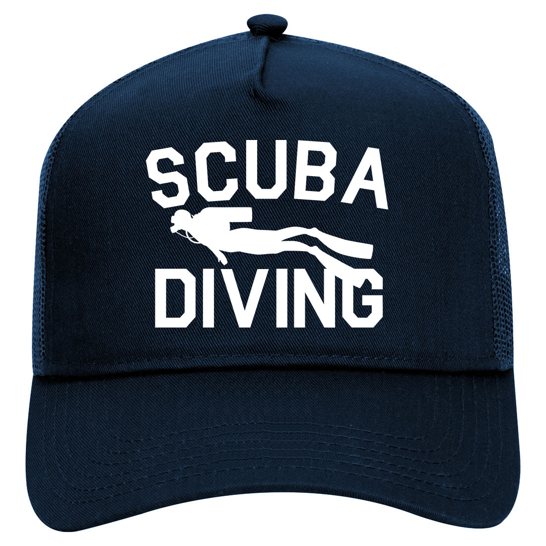 Scuba Diving Mens Mesh Trucker Hat Navy Blue