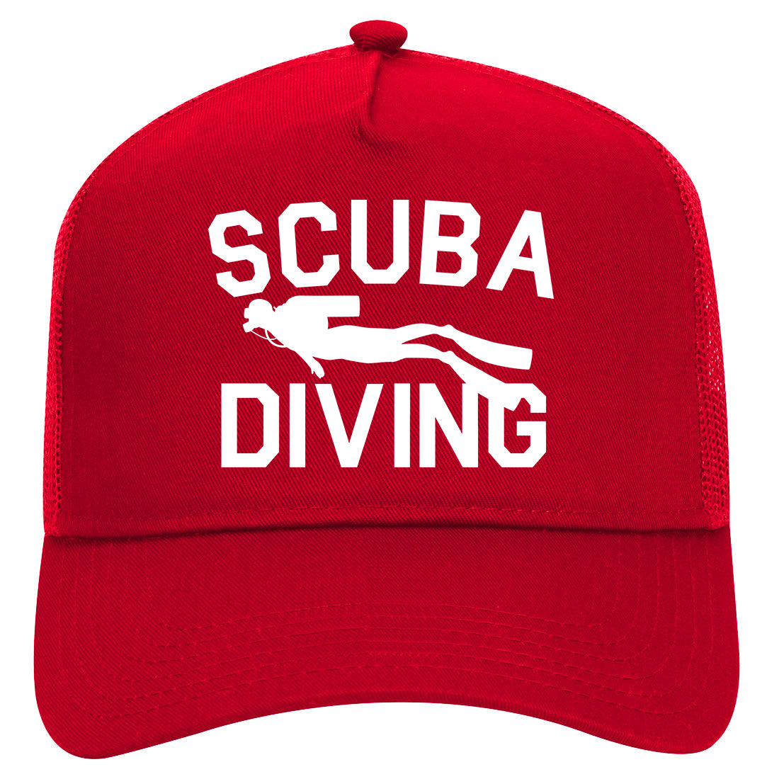 Scuba Diving Mens Mesh Trucker Hat Red