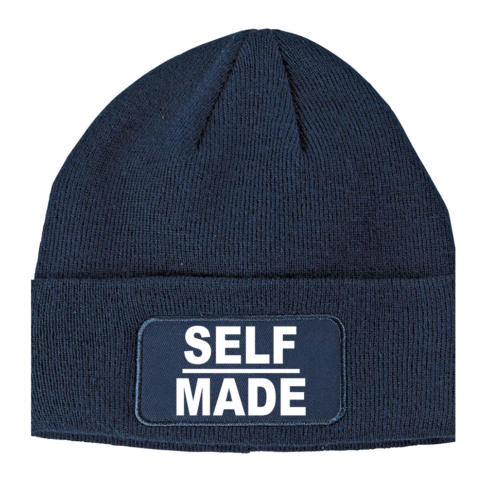 Self Made Winter Knit Adult Beanie Hat Navy Blue