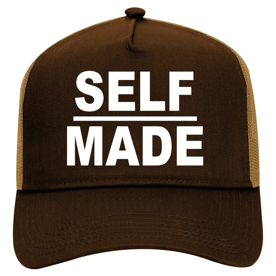 Self Made Mens Mesh Trucker Hat Brown