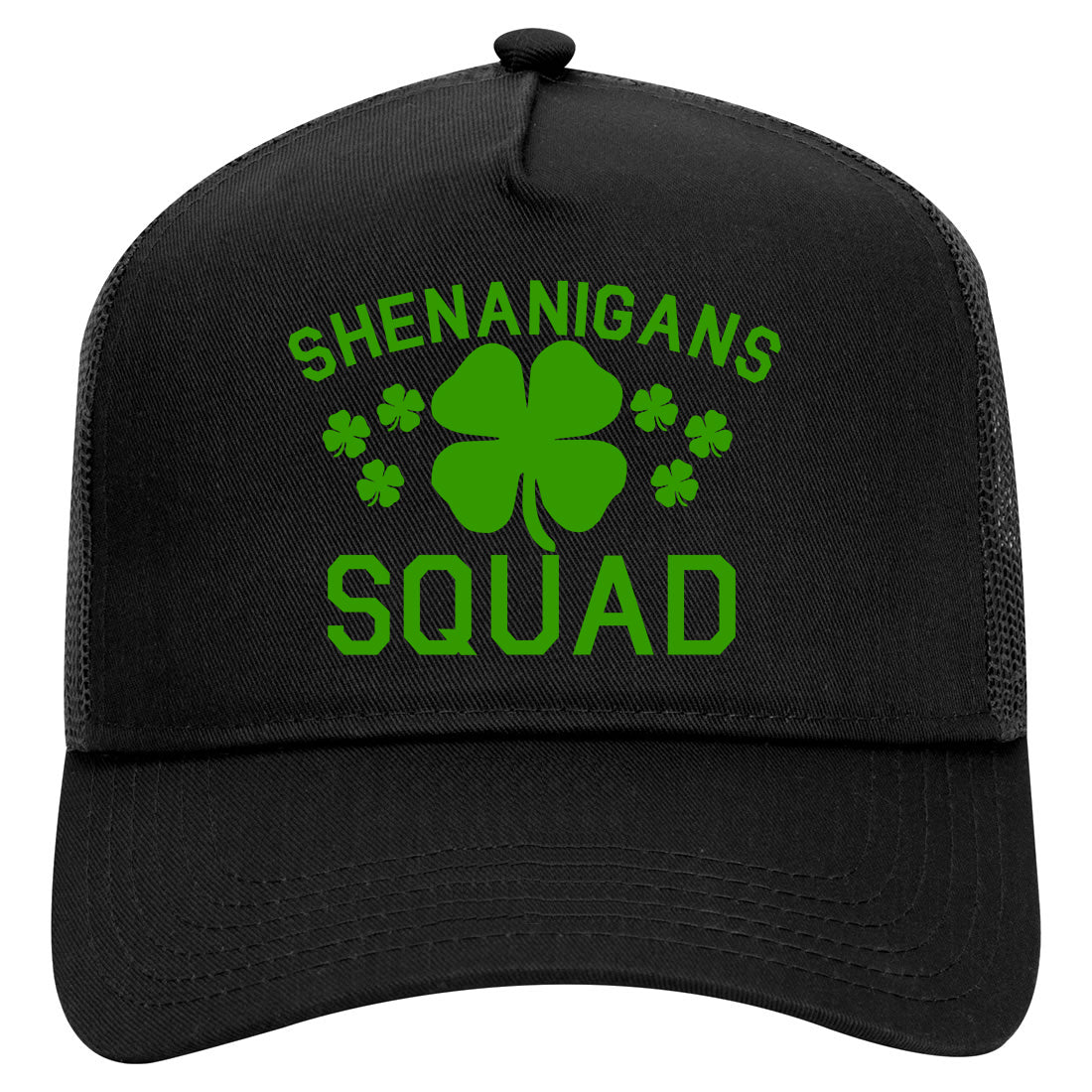 Shenanigans Squad St Patricks Day Mens Mesh Trucker Hat Black