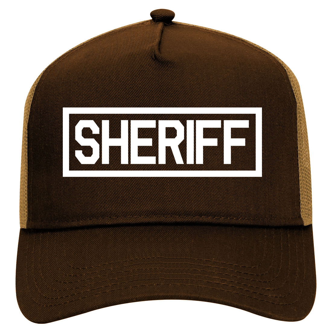 Sheriff County Police Mens Mesh Trucker Hat Brown