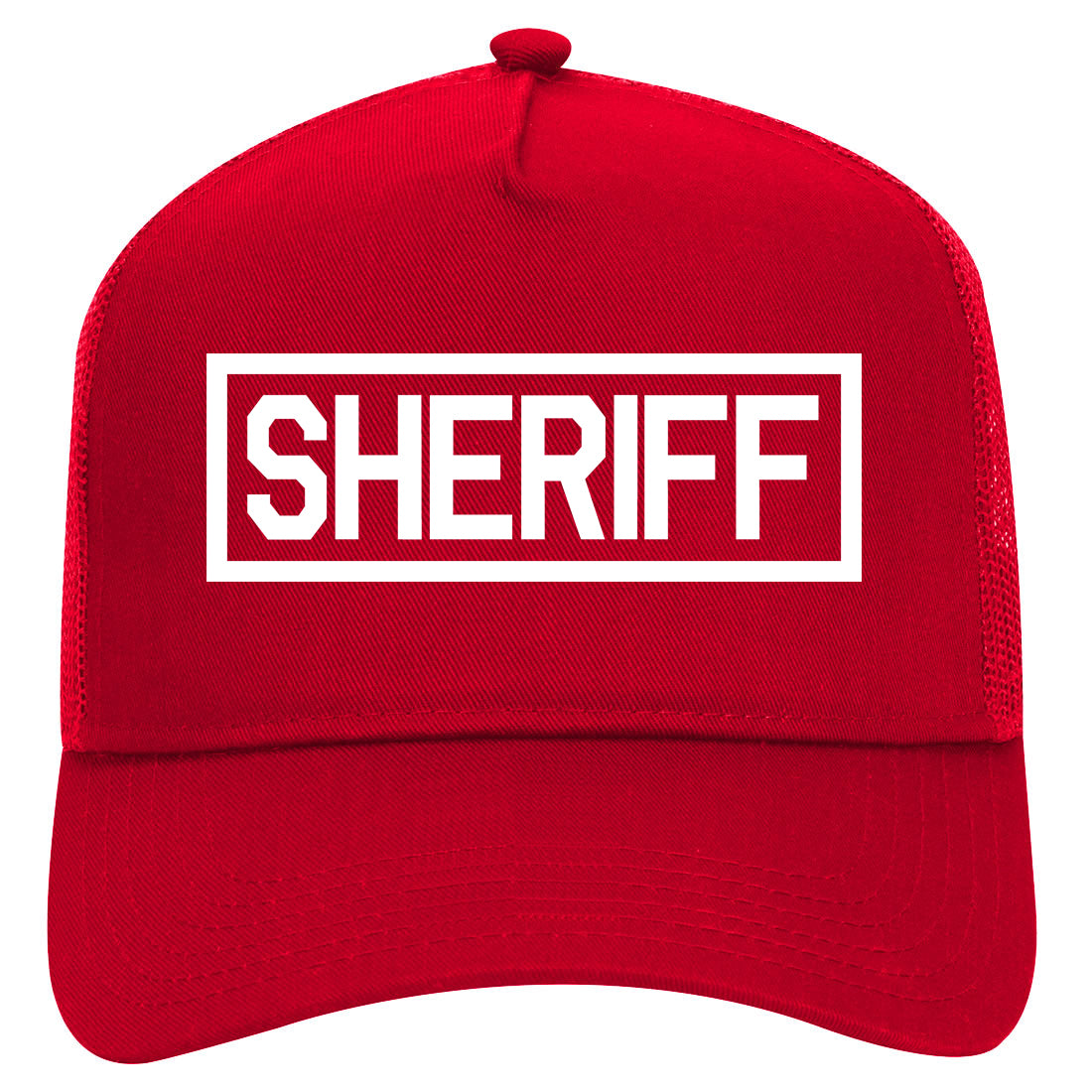 Sheriff County Police Mens Mesh Trucker Hat Red