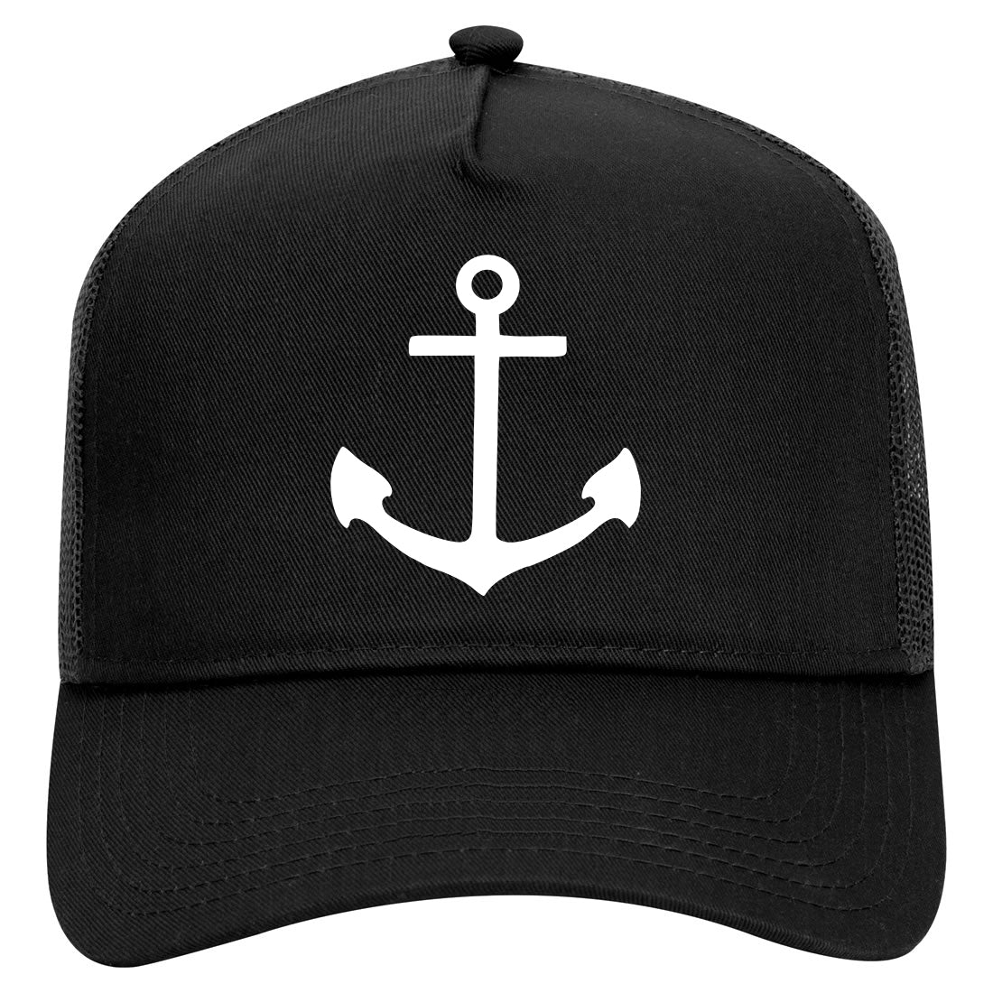 Ship Anchor Mens Mesh Trucker Hat Black