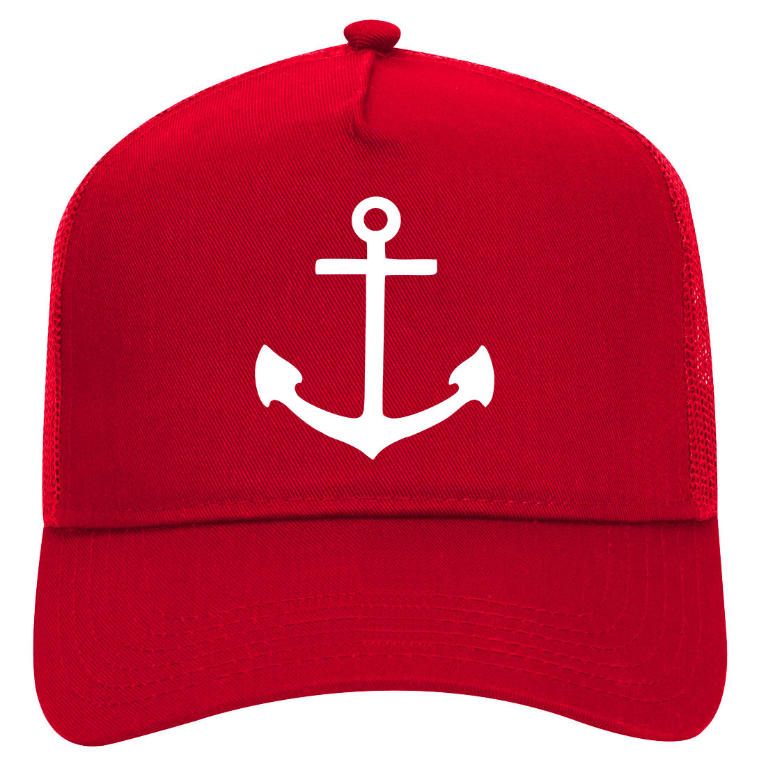 Ship Anchor Mens Mesh Trucker Hat Red