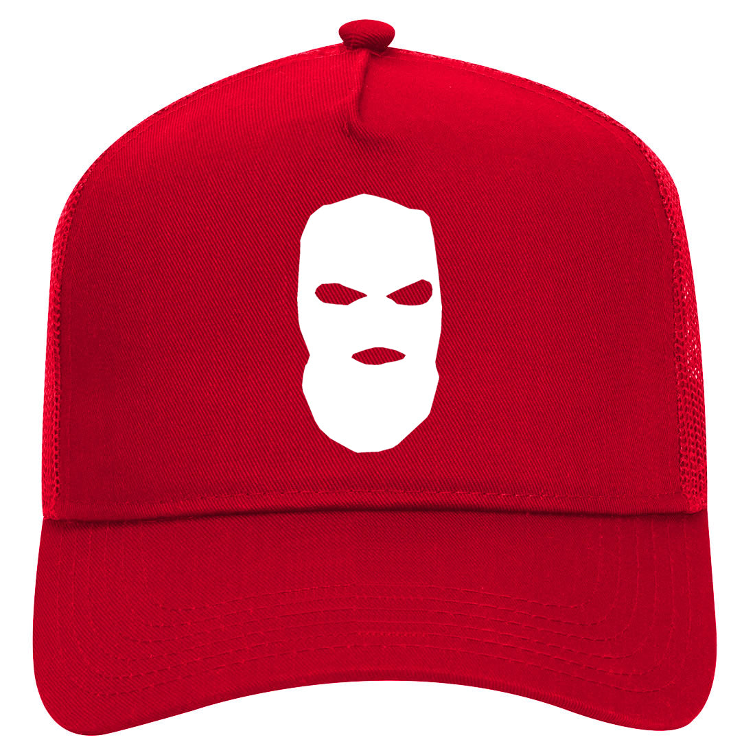 Ski Mask Robber Mens Mesh Trucker Hat Red