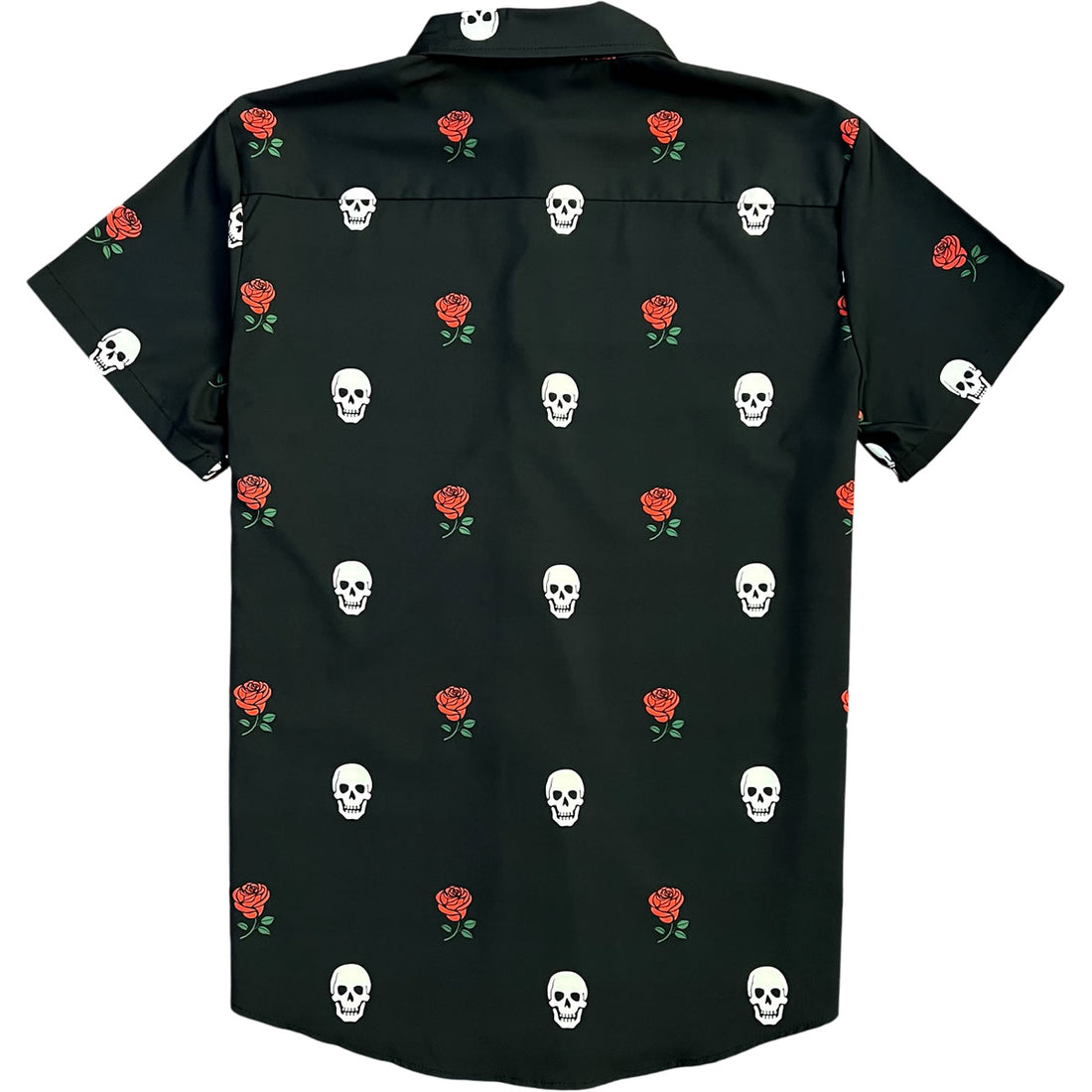 Skull And Roses Men’s Short Sleeve Button Down Shirt Back