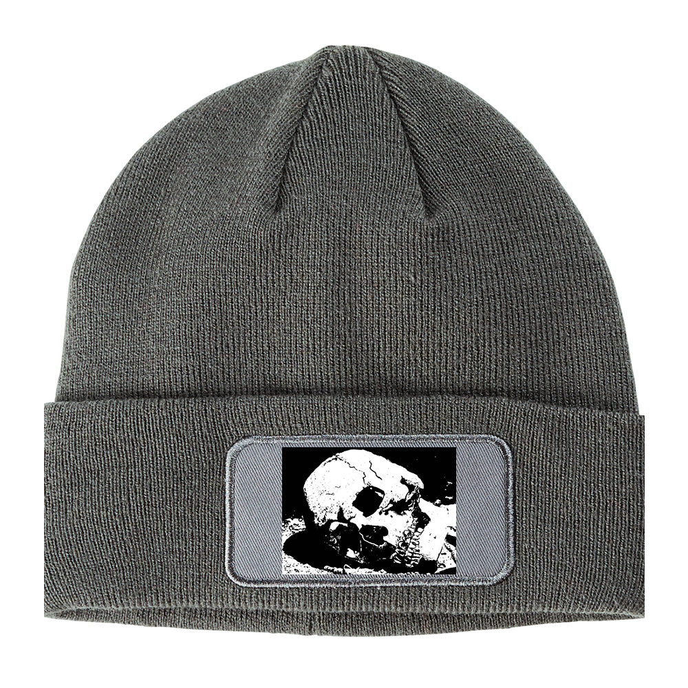 Skull Decay Goth Winter Knit Adult Beanie Hat Grey