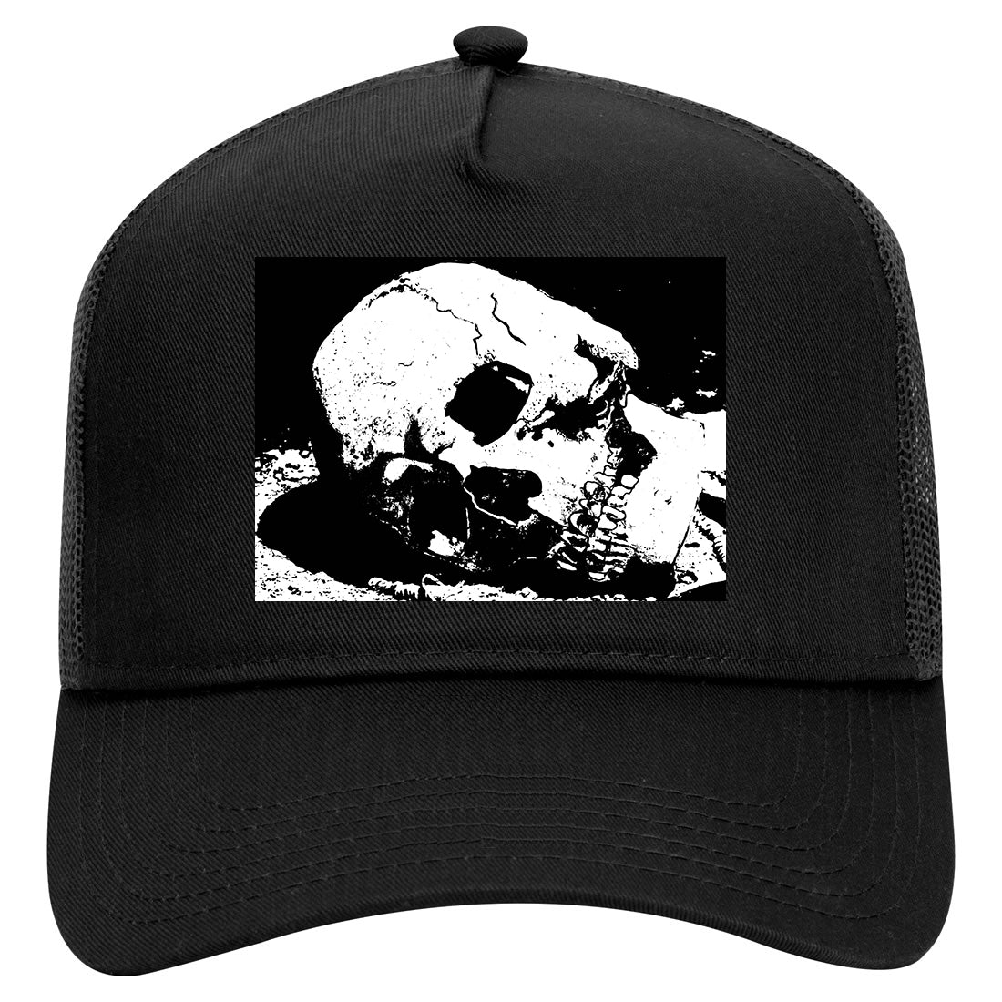 Skull Decay Goth Mens Mesh Trucker Hat Black