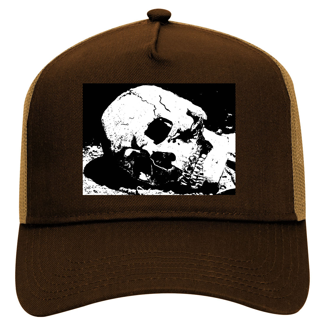 Skull Decay Goth Mens Mesh Trucker Hat Brown