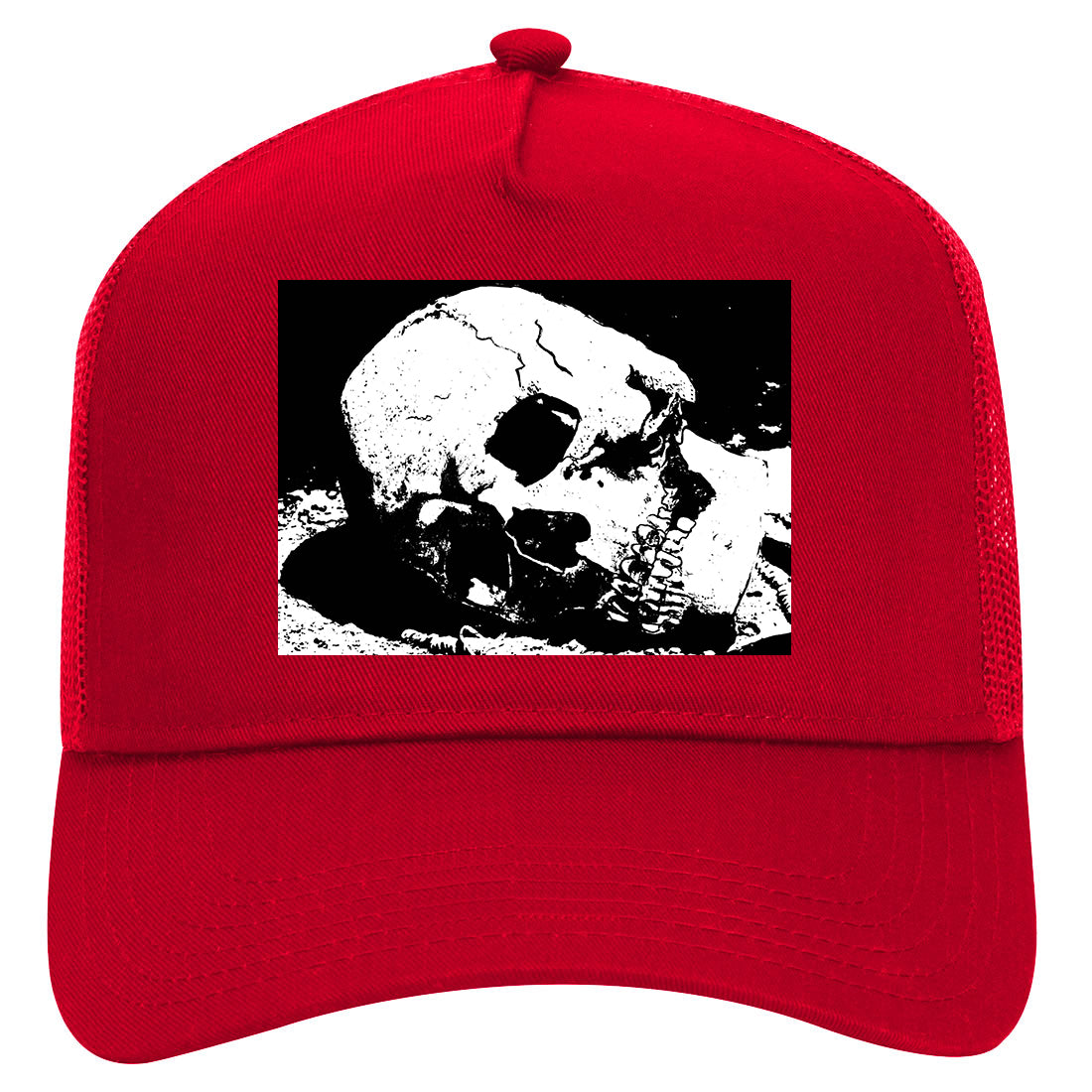Skull Decay Goth Mens Mesh Trucker Hat Red