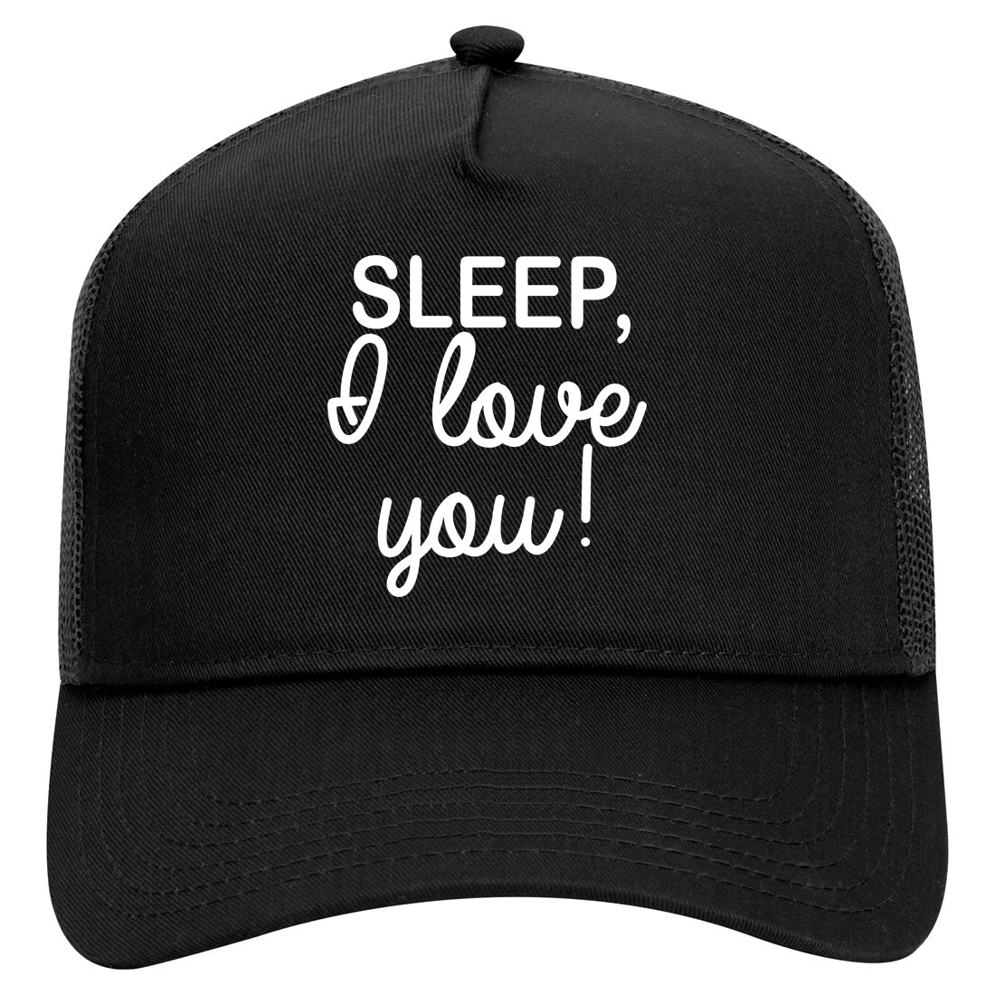 Sleep I Love You Funny Tired Mens Mesh Trucker Hat Black