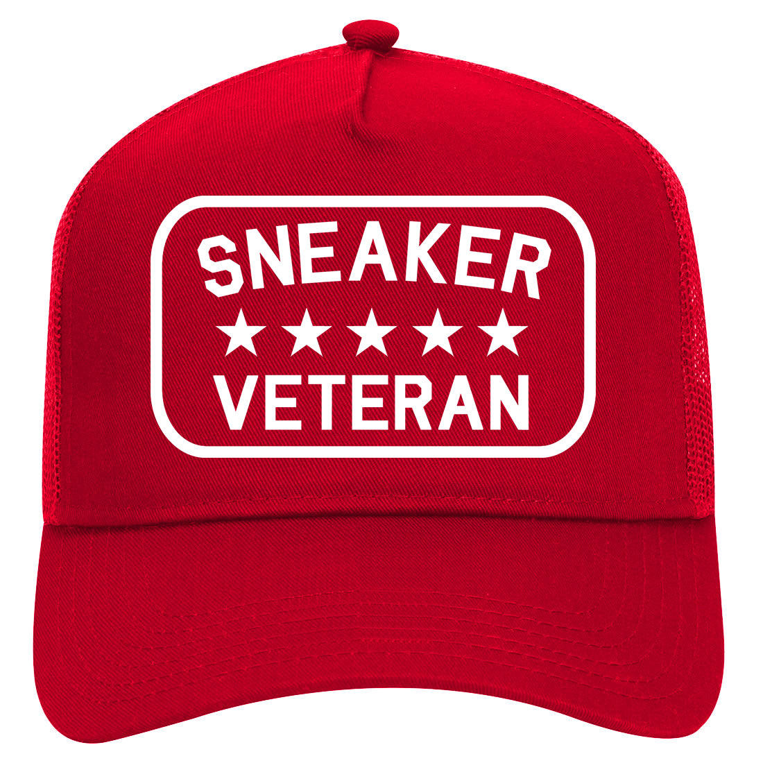 Sneaker Veteran Mens Mesh Trucker Hat Red