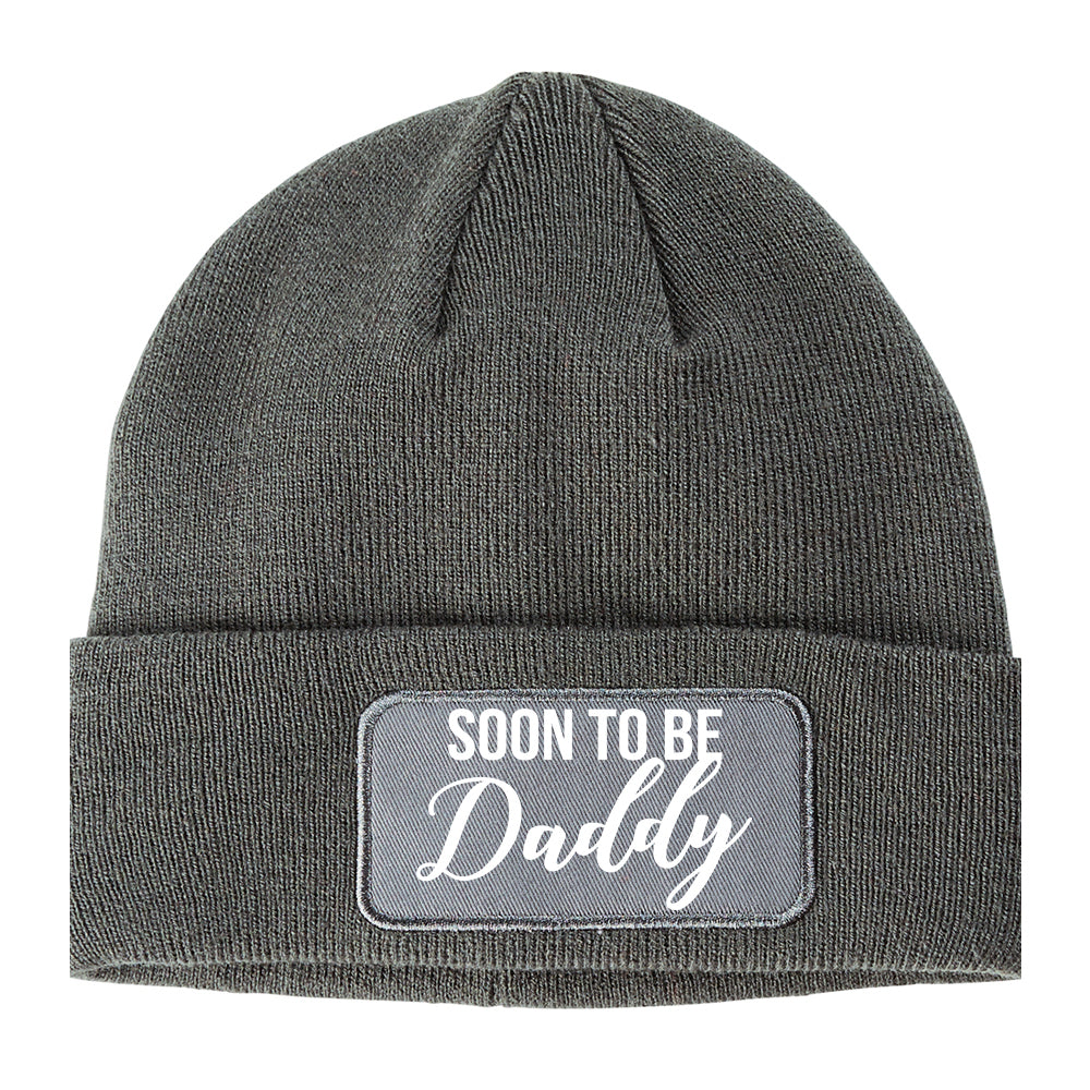 Soon To Be Daddy Pregnancy Announcement Winter Knit Adult Beanie Hat Grey
