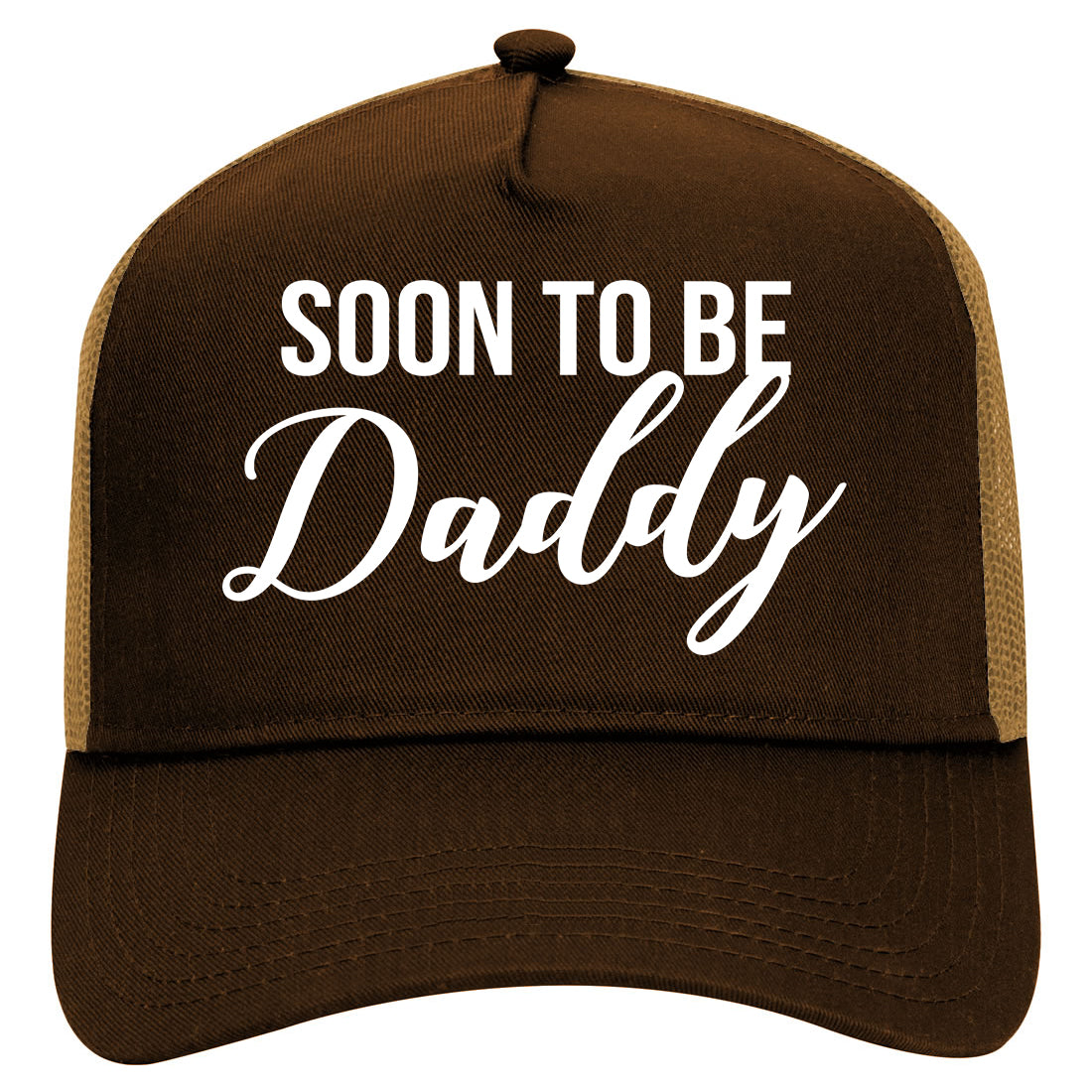 Soon To Be Daddy Pregnancy Announcement Mens Mesh Trucker Hat Brown