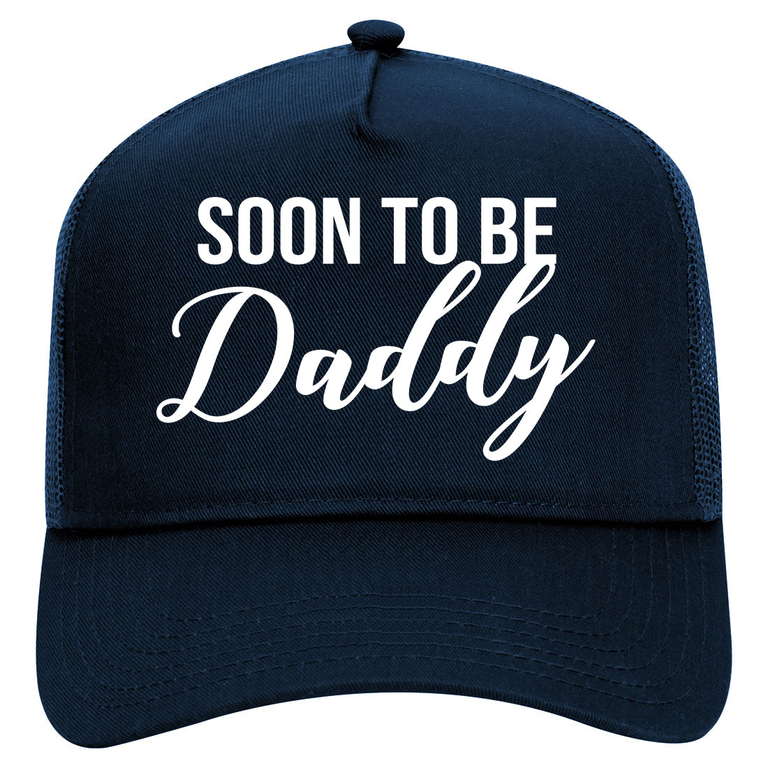 Soon To Be Daddy Pregnancy Announcement Mens Mesh Trucker Hat Navy Blue