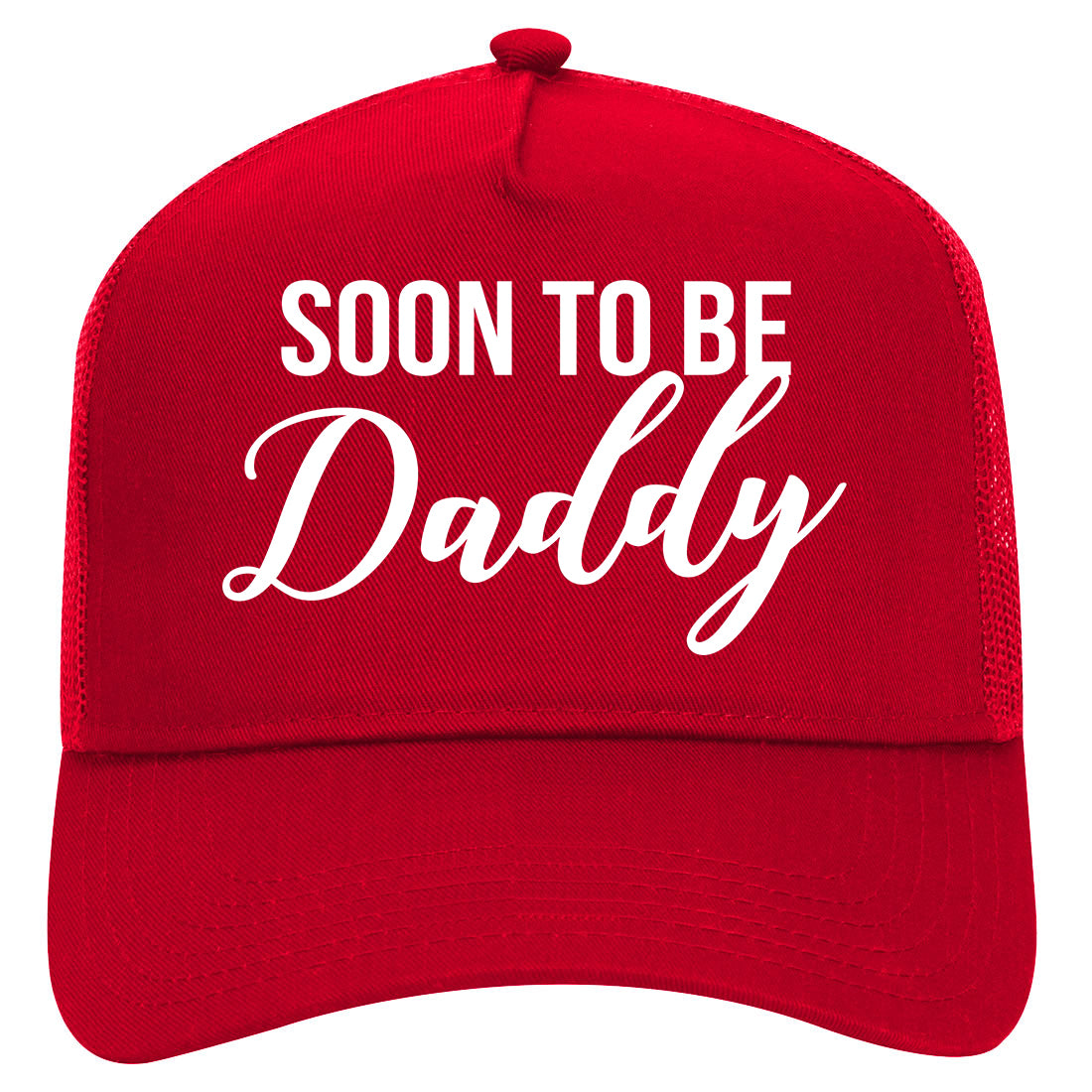 Soon To Be Daddy Pregnancy Announcement Mens Mesh Trucker Hat Red