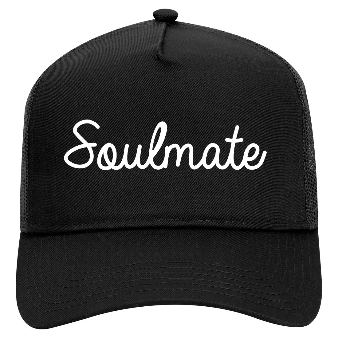 Soulmate Love Soul Wife Mens Mesh Trucker Hat Black