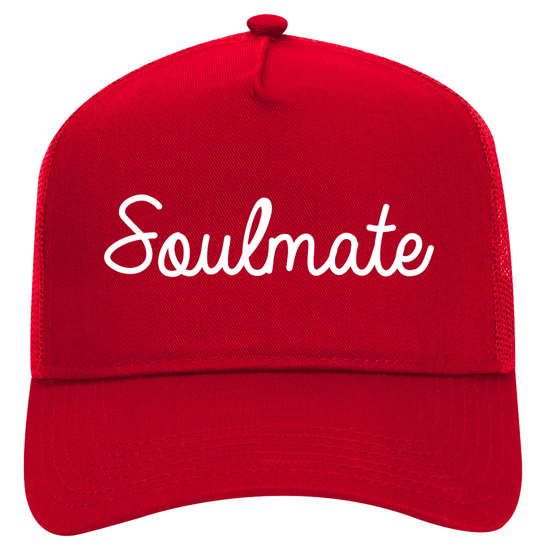 Soulmate Love Soul Wife Mens Mesh Trucker Hat Red