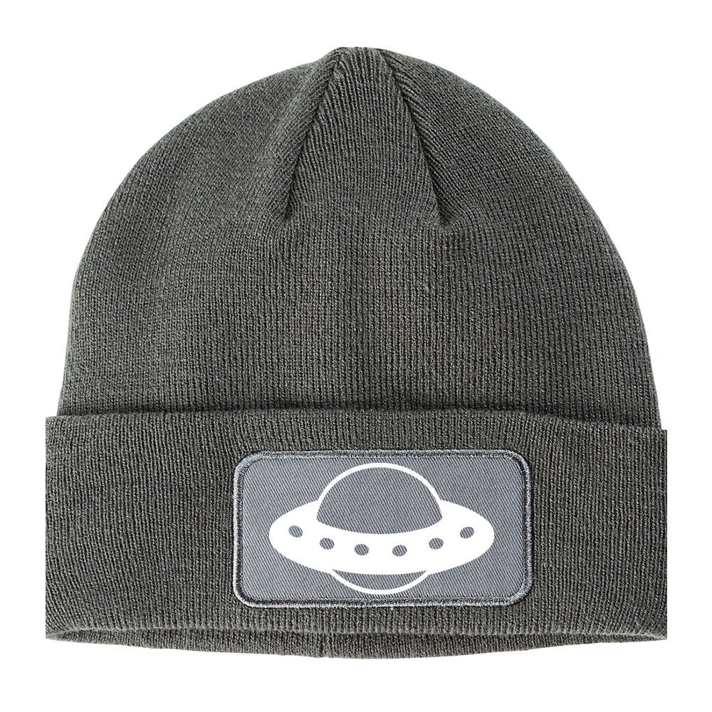 Spaceship Logo Alien Winter Knit Adult Beanie Hat Grey