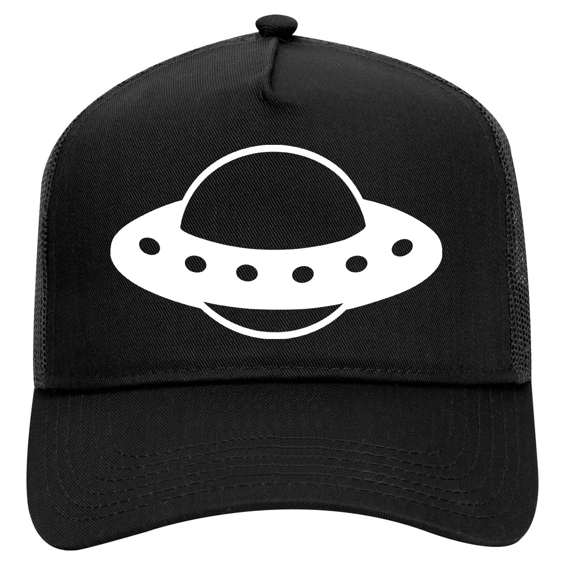 Spaceship Logo Alien Mens Mesh Trucker Hat Black