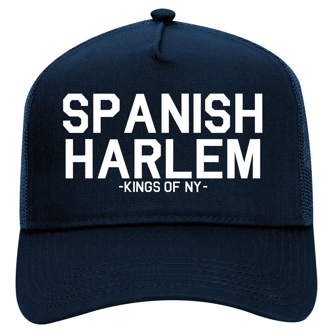 Spanish Harlem New York Mens Mesh Trucker Hat Navy Blue