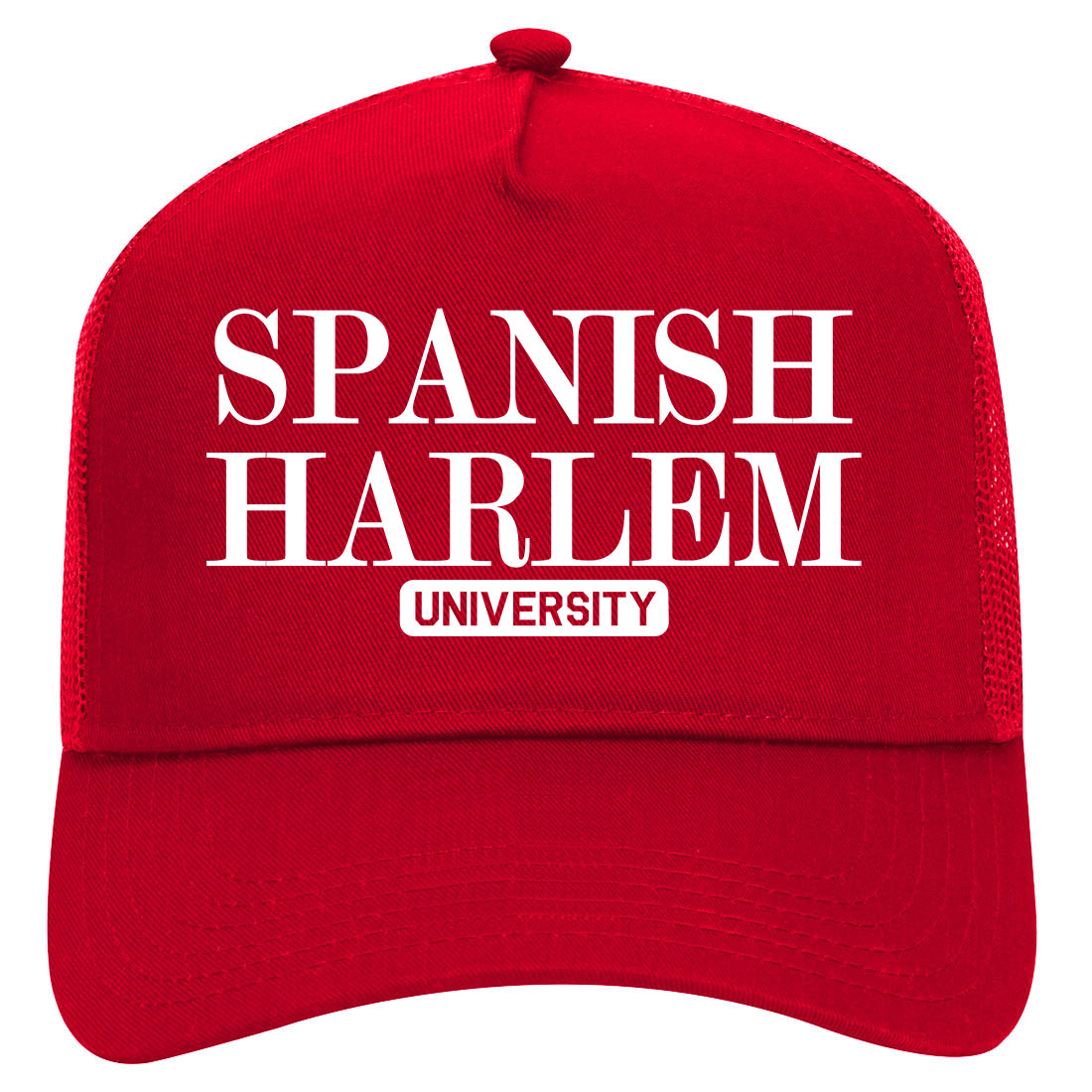 Spanish Harlem University New York Mens Mesh Trucker Hat Red