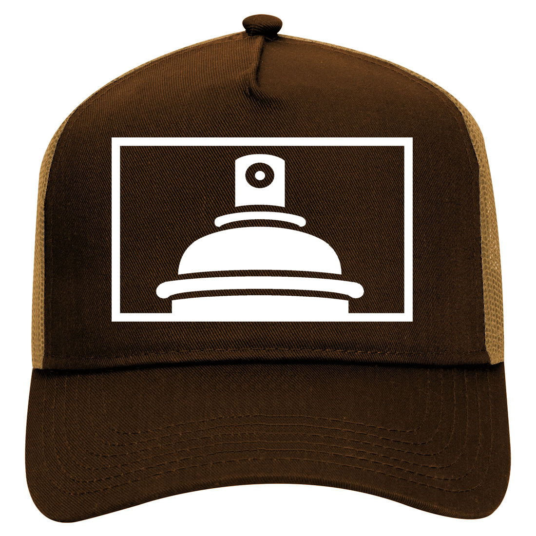 Spraycan Rectangle Graffiti Mens Mesh Trucker Hat Brown