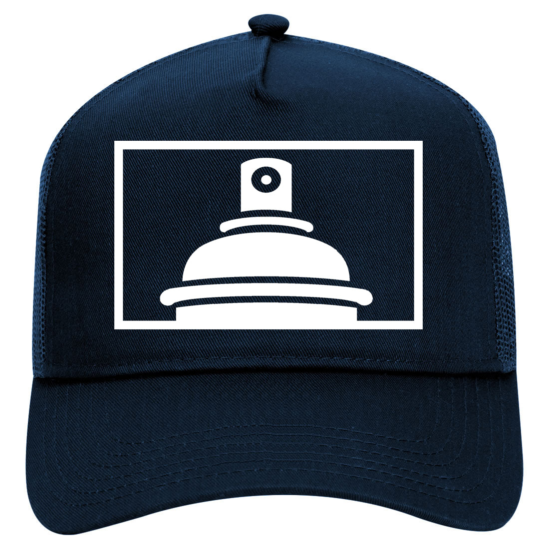 Spraycan Rectangle Graffiti Mens Mesh Trucker Hat Navy Blue
