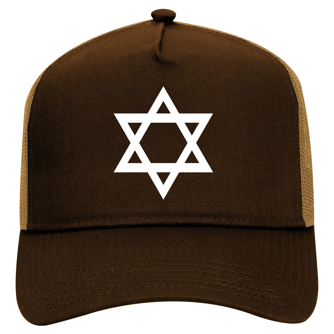 Star Of David Mens Mesh Trucker Hat Brown